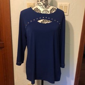 NWT JM Collection Shirt Size Large Royal Blue silver stud detail